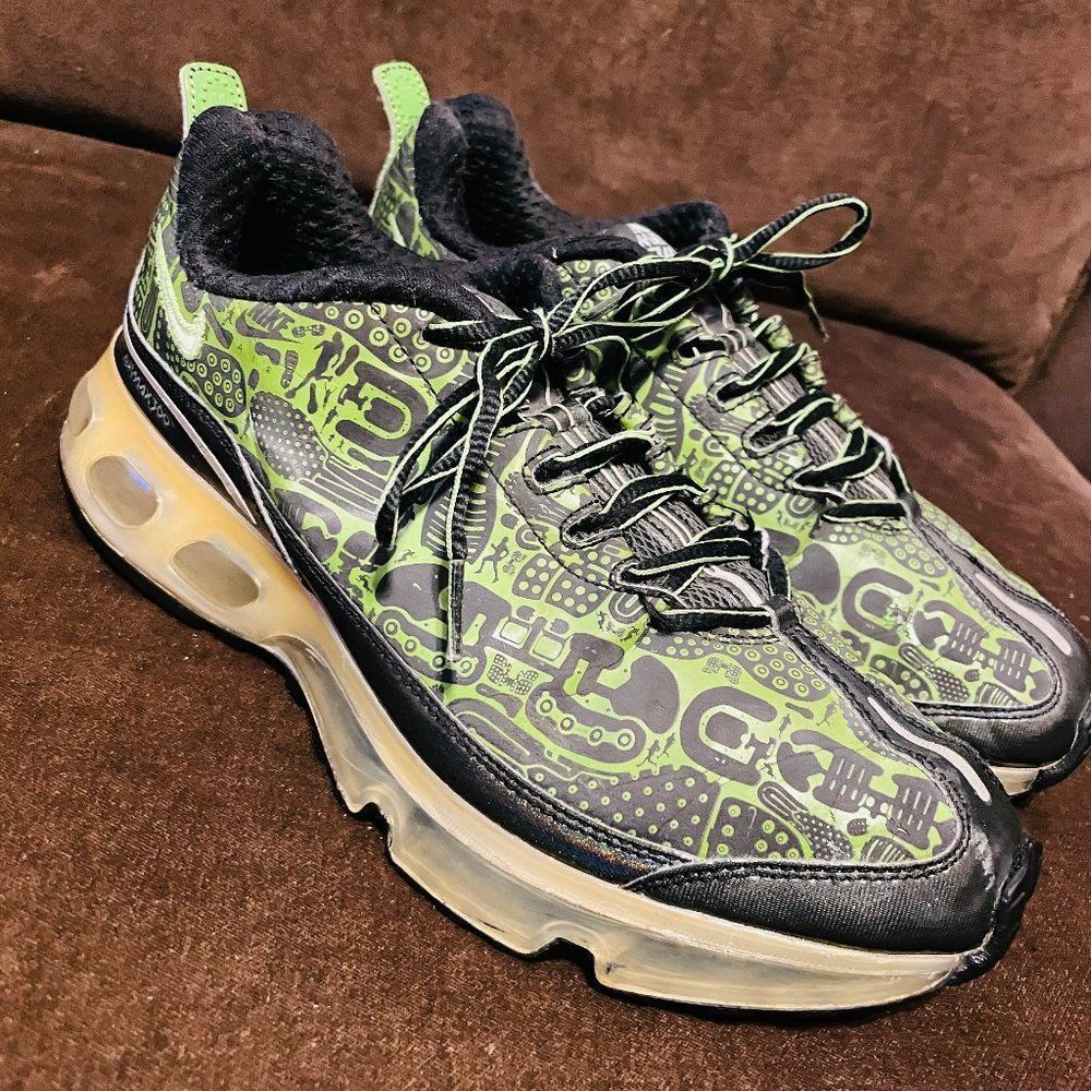 Very Good Vintage Nike Air Max 360 Green Black Graphic Uppers Mens 7 Womens 8.5